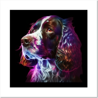 Neon English Springer Spaniel Dog Posters and Art